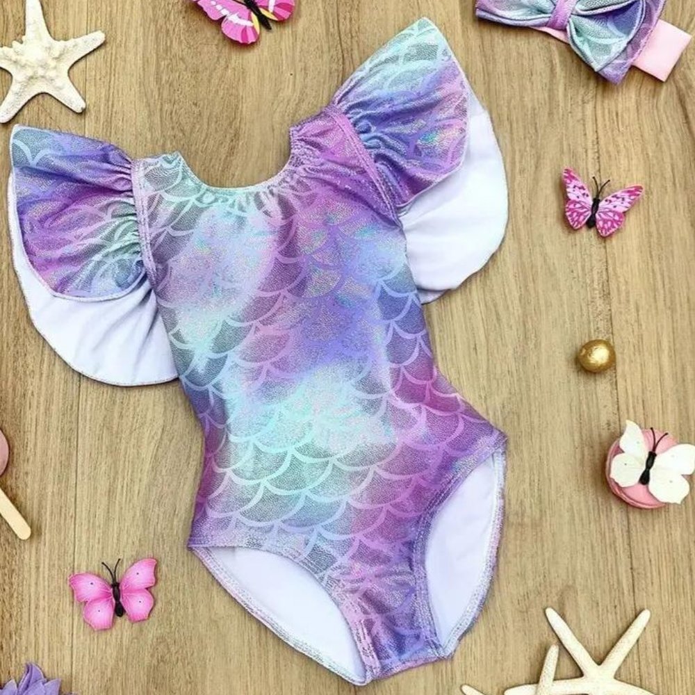 Mermaid one piece swimsuit for girls